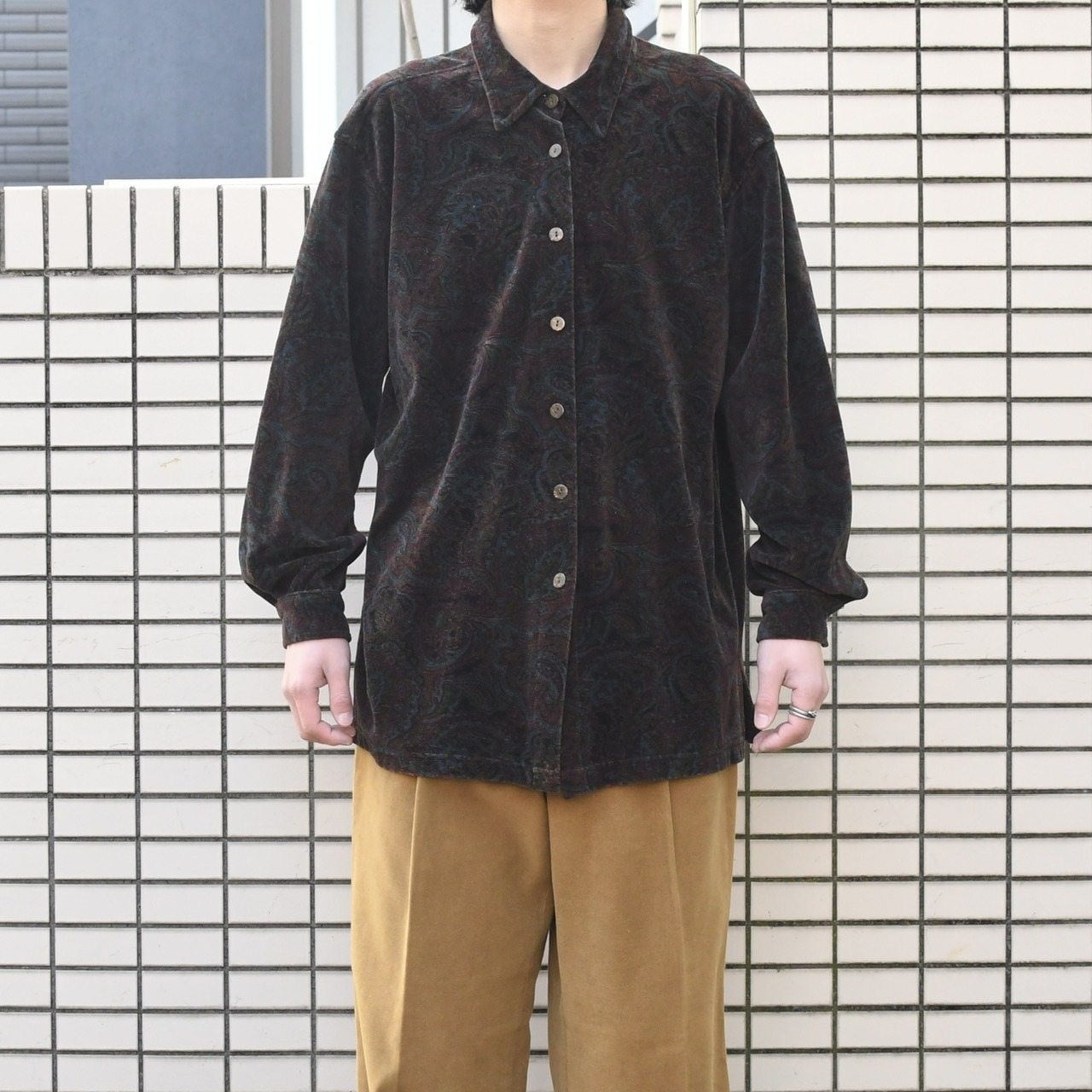 paisley pattern velour shirt