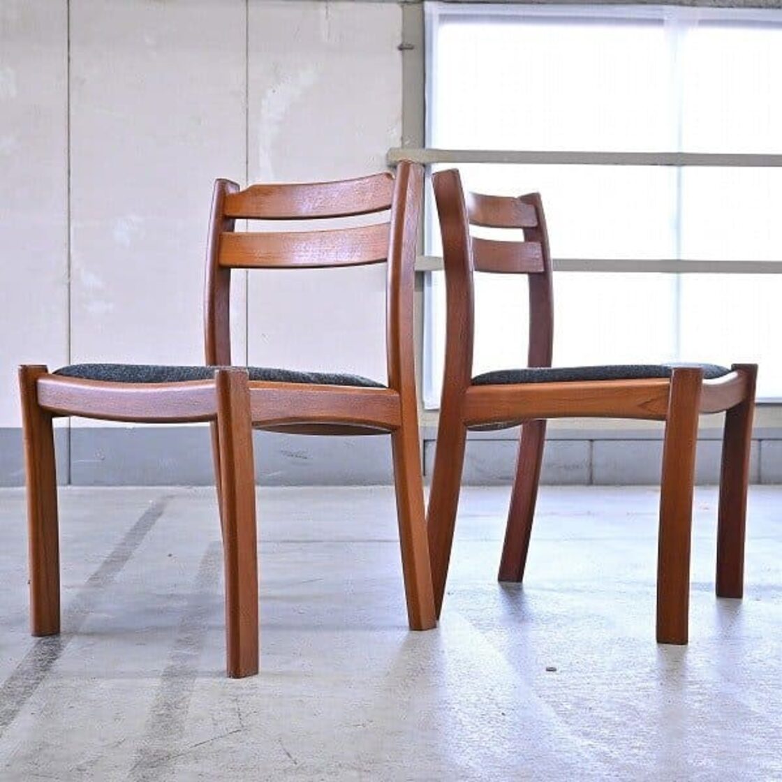 北欧デンマーク デューロン ダイニングチェア 2脚セットb チーク無垢材  