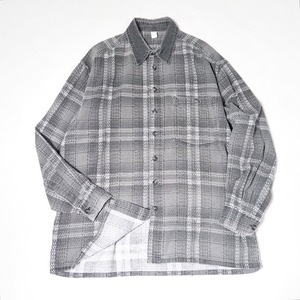 90's Euro Print Corduroy Shirt L/XL チェック柄 プリントコーデュロイ 長袖シャツ