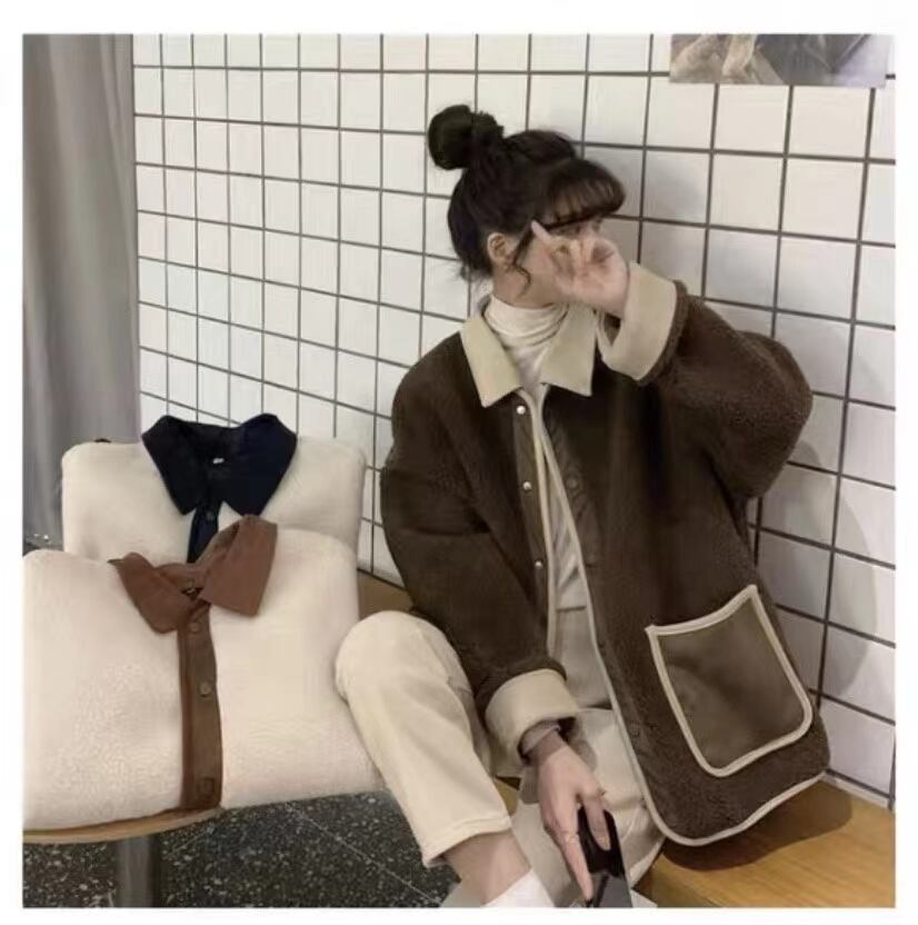 配色ボアジャケット　AJ33167-5106