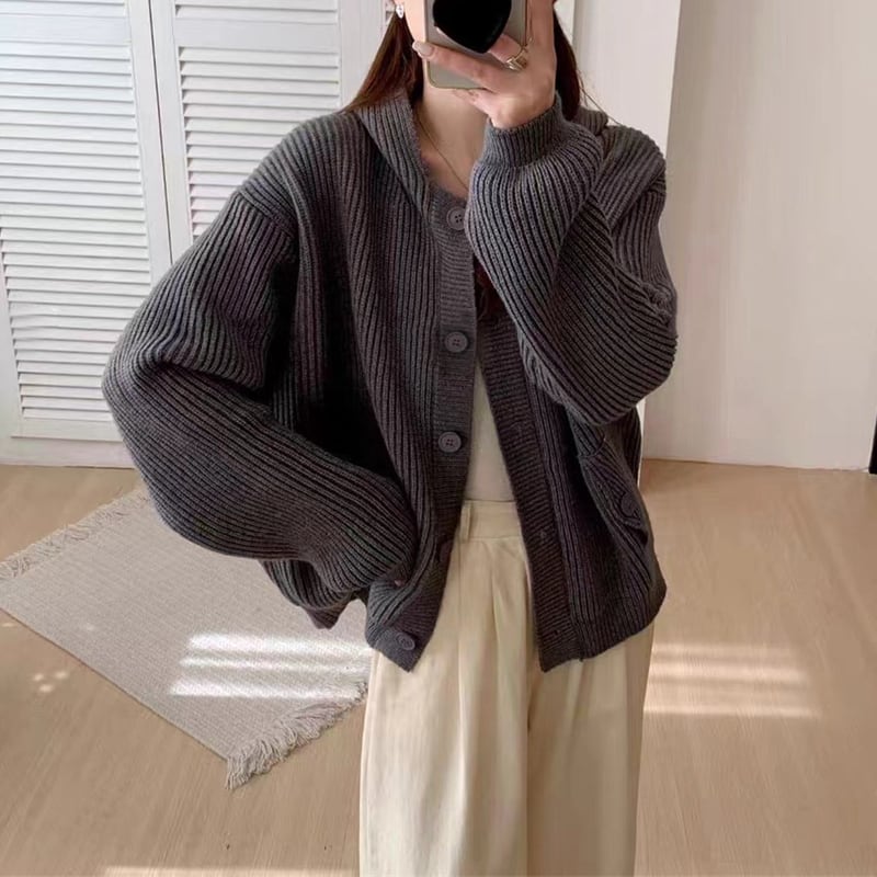 【outer】丸首カーディガン Q6581