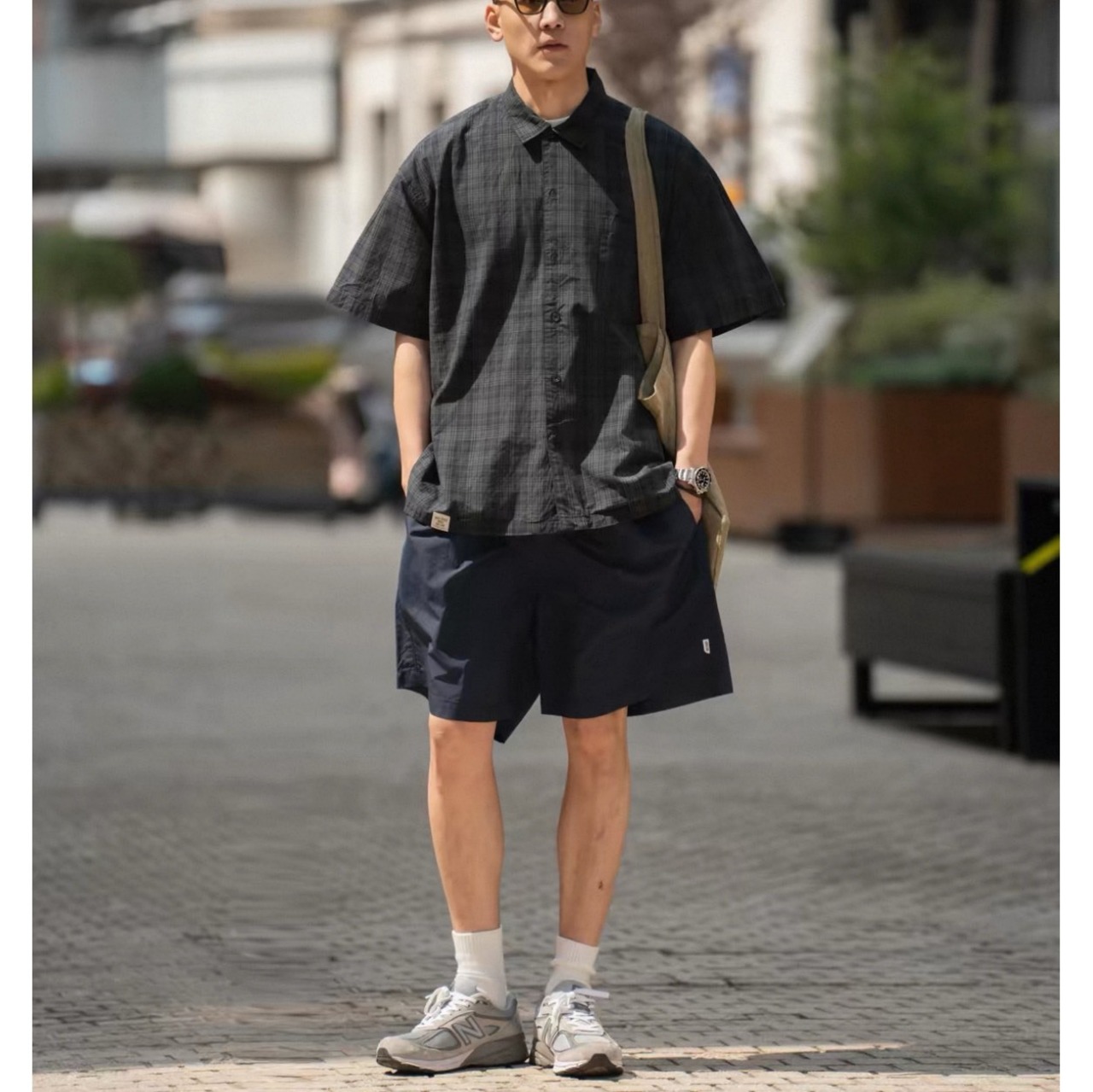Plaid back print work shirt 1429 - 5