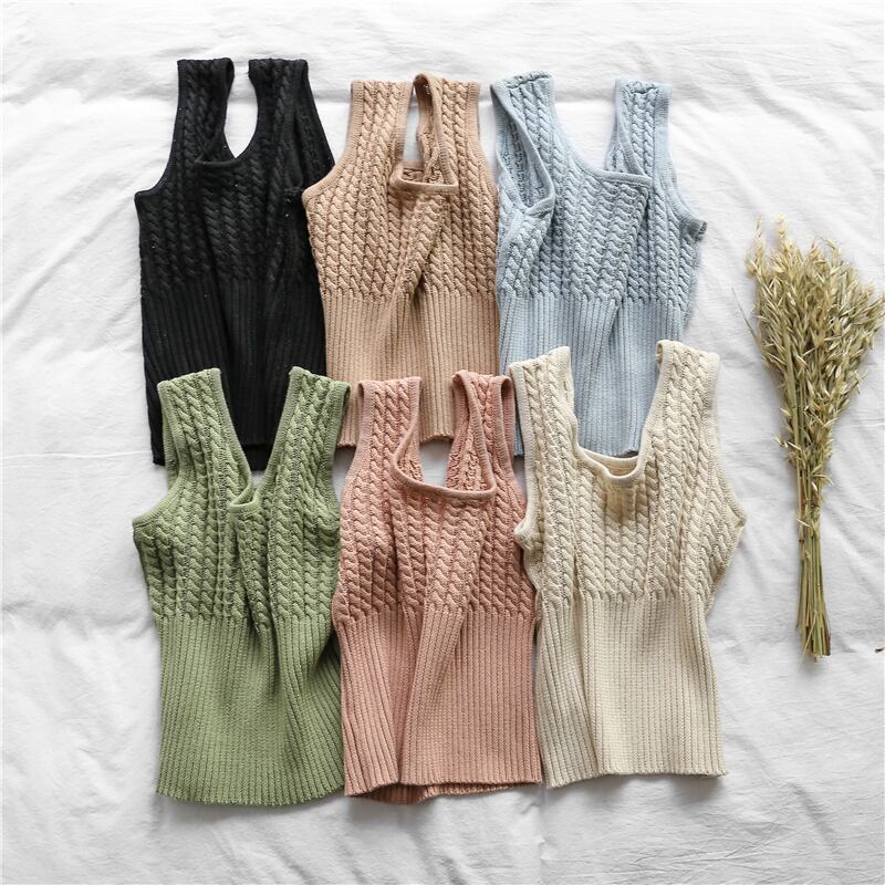 トップス ニット ノースリーブ 春夏 重ね着 ケーブル編み サマーニット