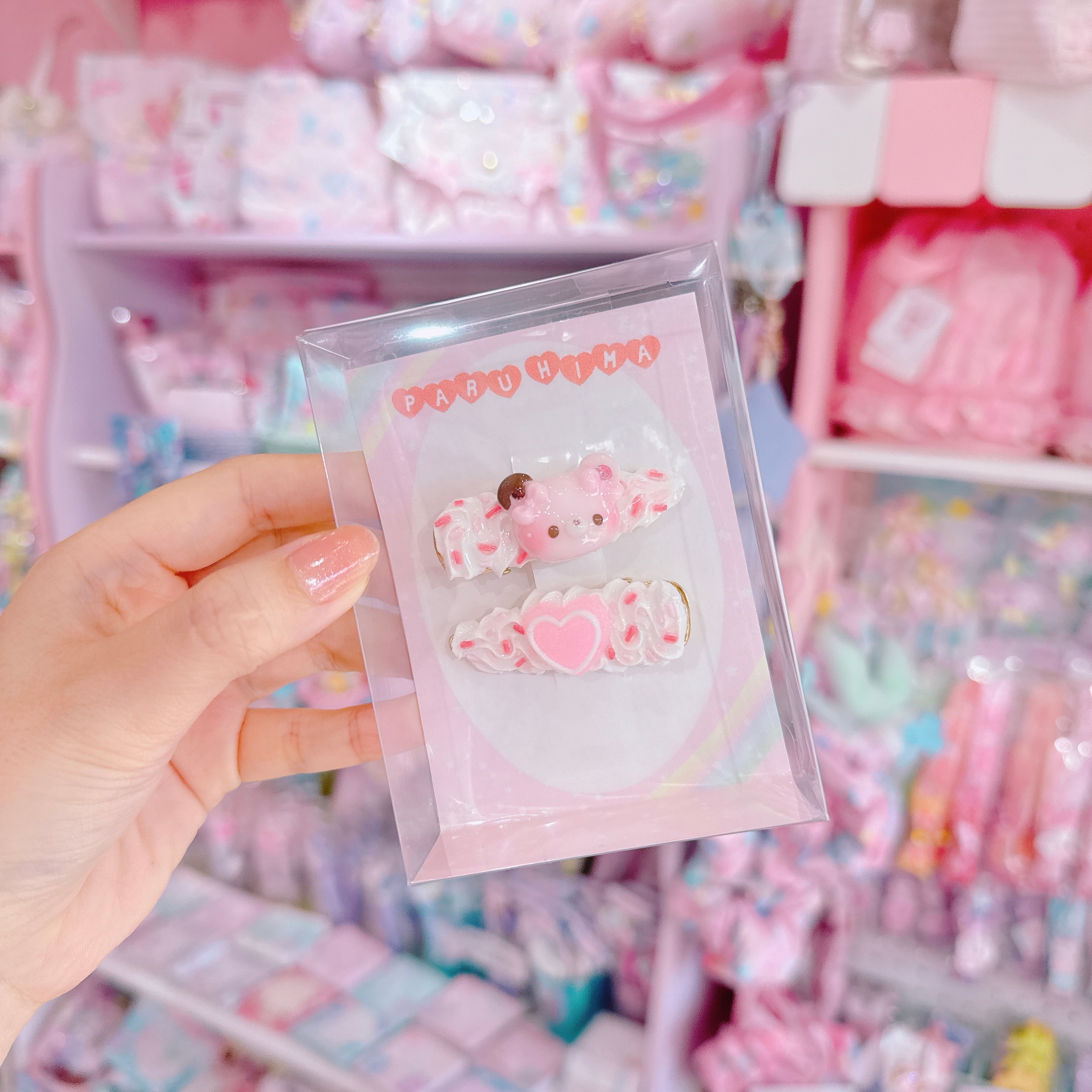 【E9】18-3いちごチョコきらくまヘアクリップ