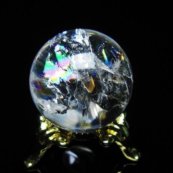 アイリスクォーツ 水晶 丸玉 虹入り 25mm スフィア 置物 水晶玉 一点物 141-7023