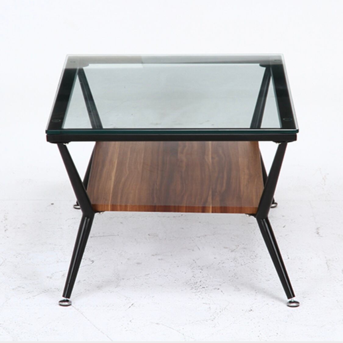 ガラスリビングテーブル クレア 幅80cm ダークブラウン