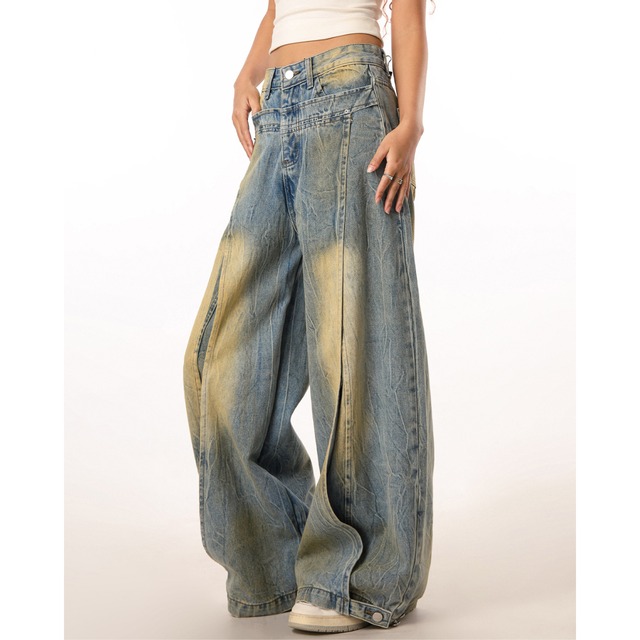 unique design washed denim　ユニークデザインウォッシュドデニム　J0989