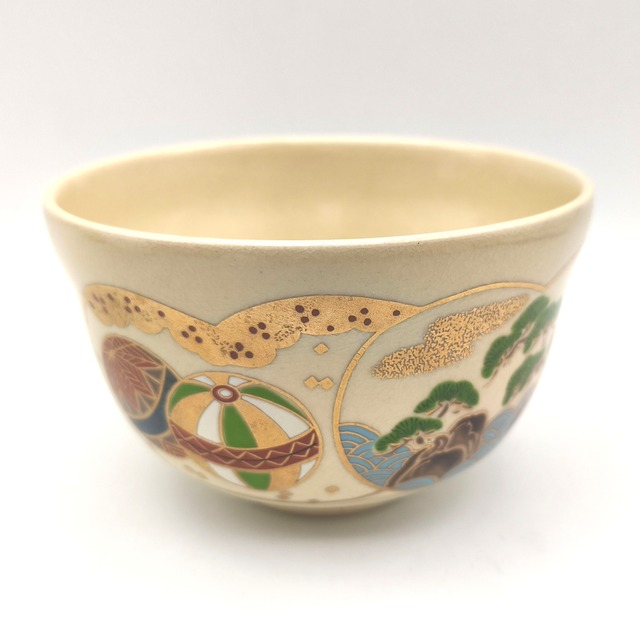 宮地英香・金彩色絵窓絵茶碗・抹茶碗・茶道具・No.260603-28・梱包サイズ60