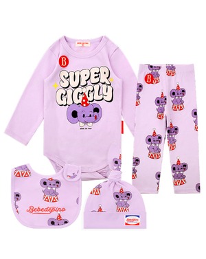 [BEBE DE PINO] All over giggly elephant baby bodysuit set 正規品 韓国ブランド 韓国ファッション 韓国代行 韓国通販 ベベドピノ bebedepino 日本 店舗 韓国 子供服