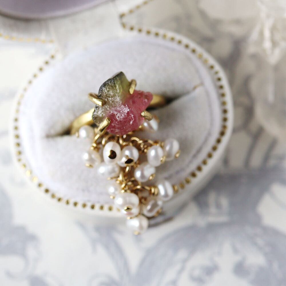 【一点物】原石ウォーターメロントルマリンのイヤーカフ