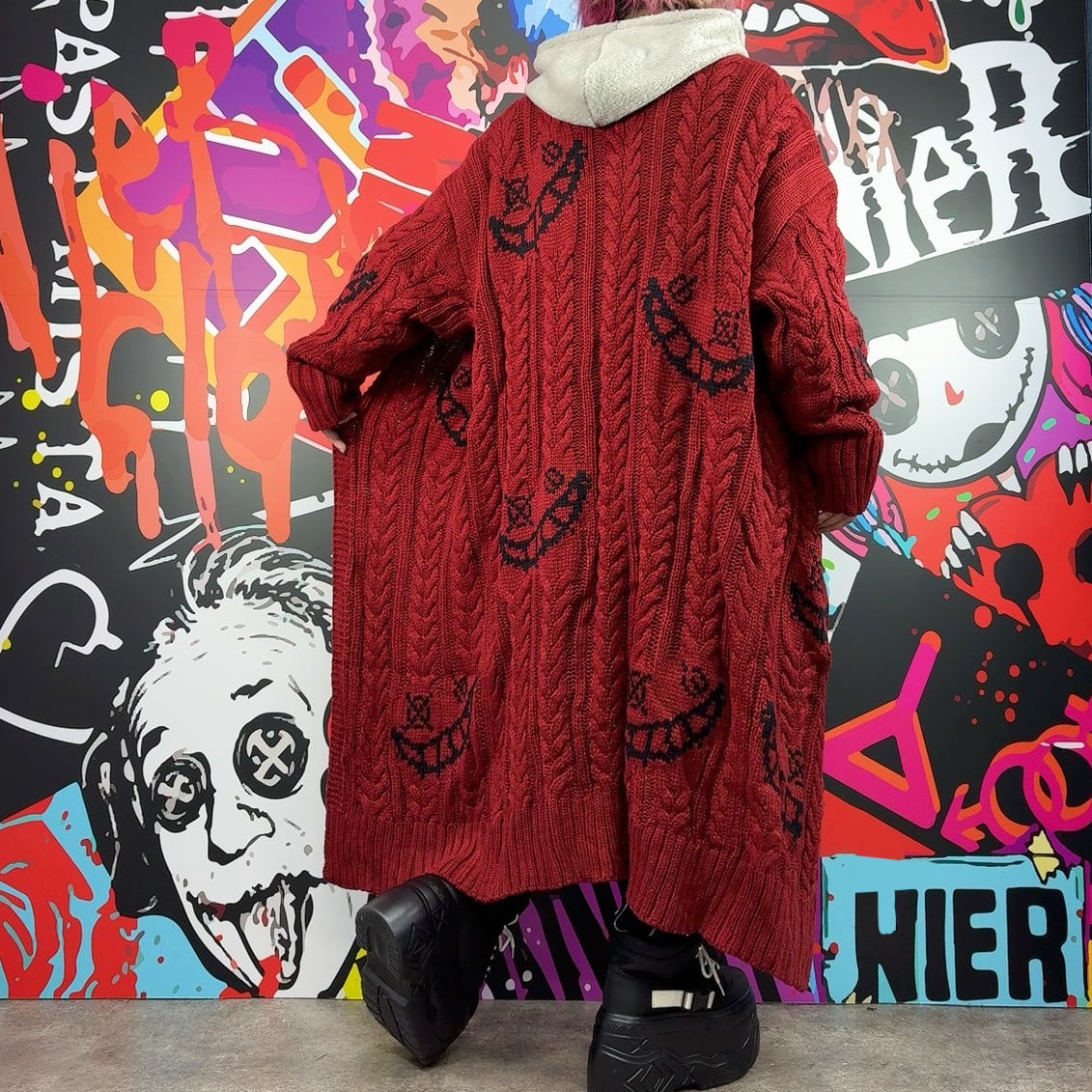 超ロング編み込みニットカーディガン【BLACK SMILE】 | NIER CLOTHING