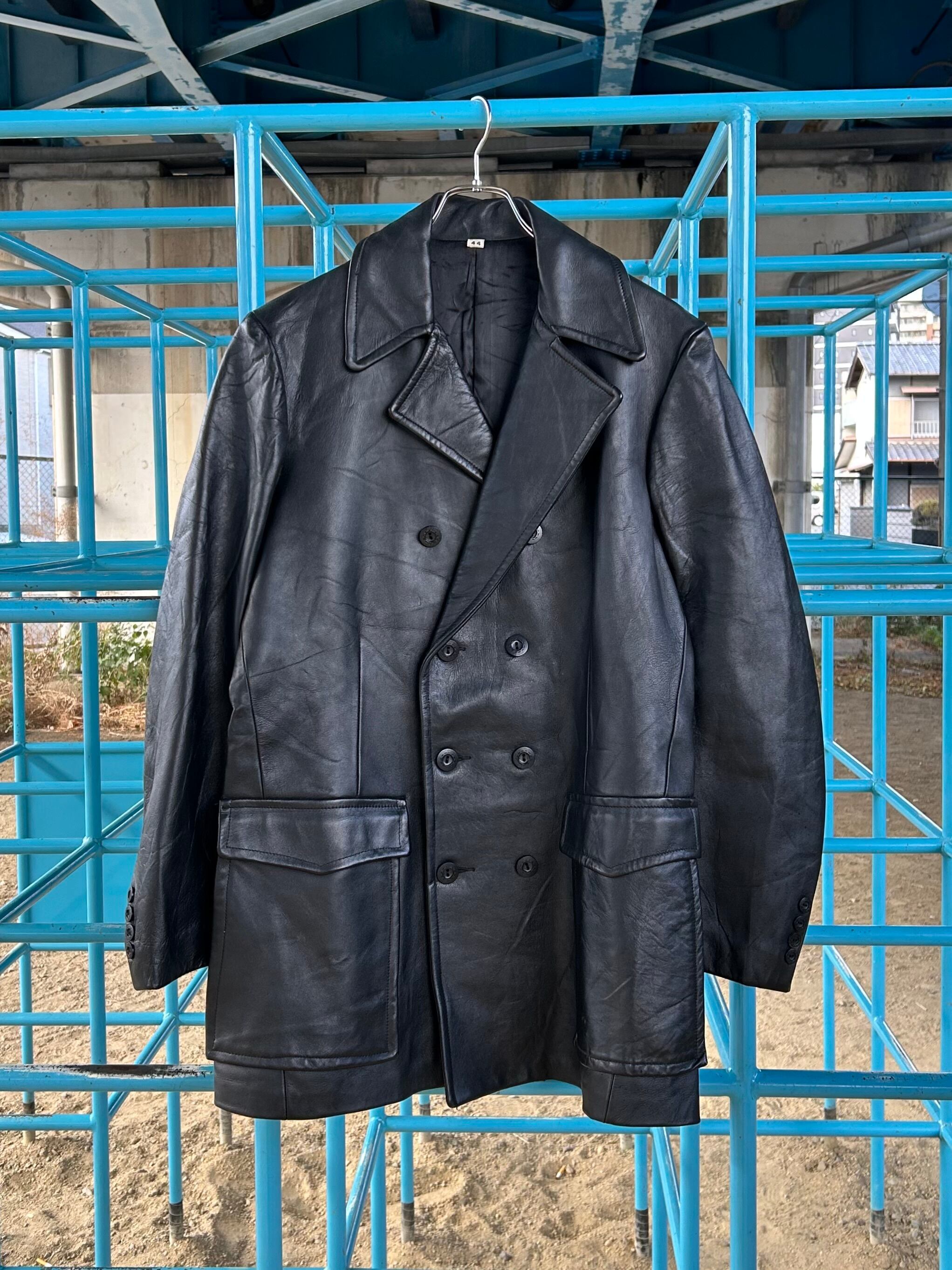 美品 50s 60s イタリア軍 イタリア警察 ポリスマン レザー カーコート