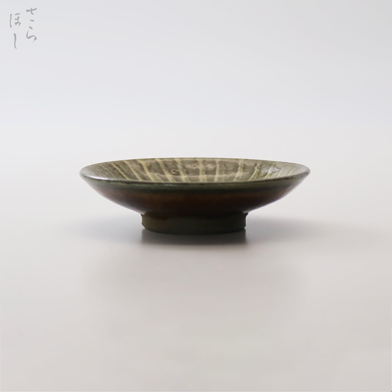 小鹿田焼 小袋窯 3寸皿 打ち刷毛目 緑 直径約9.5cm 豆皿 陶器 和食器