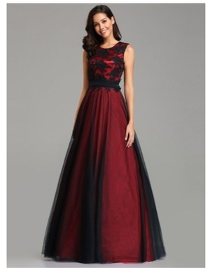 ★送料無料★9号(M)☆胸元レースチュール重ねのロングドレス(OPN3192)