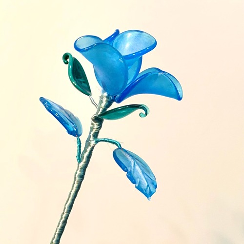 ItemA47 ヴェネチアンガラスの薔薇 splendore una rosa スプレンドーレ 3✖2 ✖2  Acquamarina satinato （艶消しの水色）