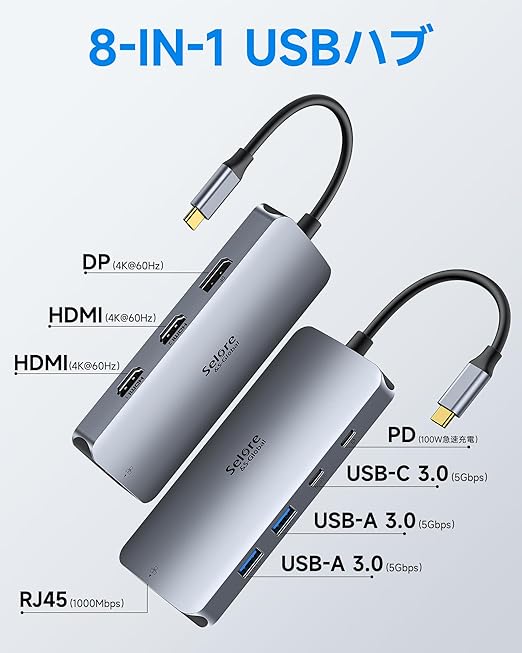 Selore USBハブ 8ポート HDMI3ポート