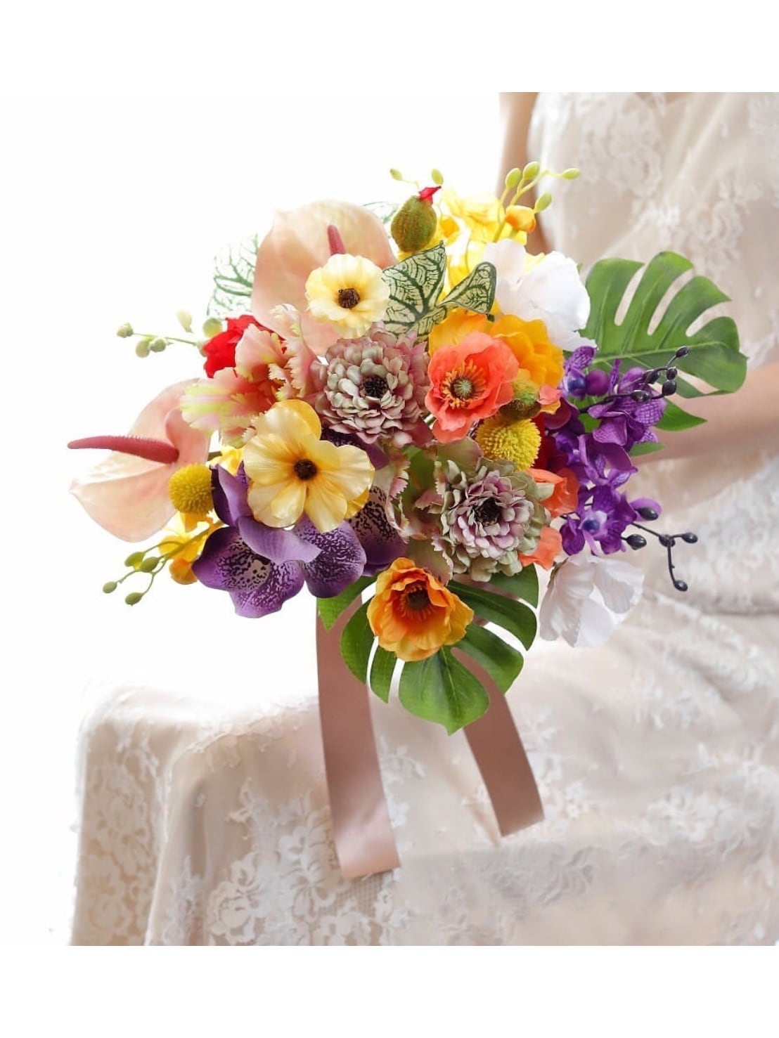 【レンタルブーケ ポピー】往復送料込み 花嫁 ウェディングブーケ レンタル ウェディングフォト wrb-0009