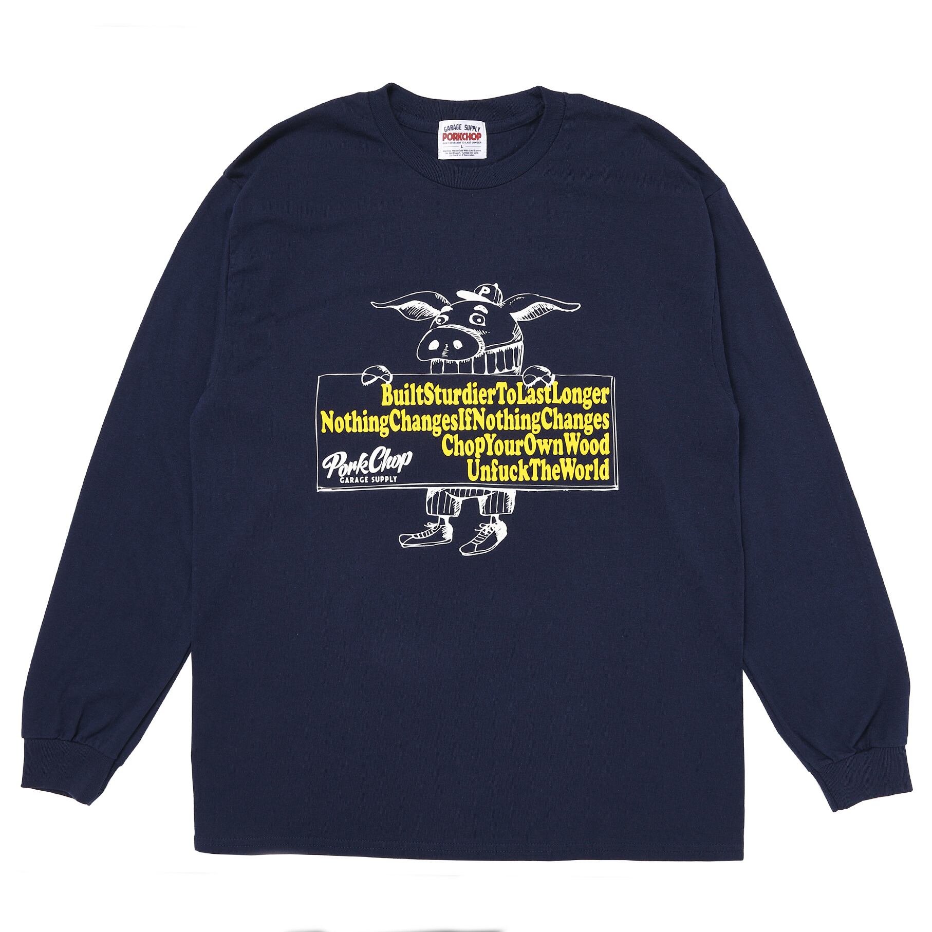 SLOGAN L/S TEE/NAVY