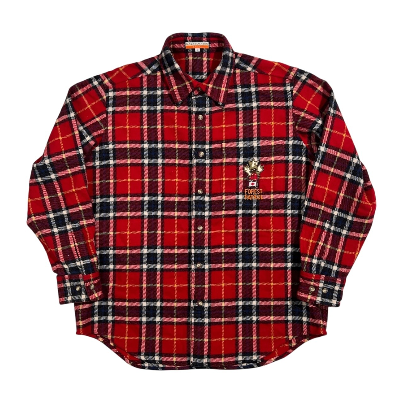 CASTELBAJAC カステルバジャック チェック柄 カシミヤ混 長袖 ウール シャツ サイズ 2 /メンズ/レッド