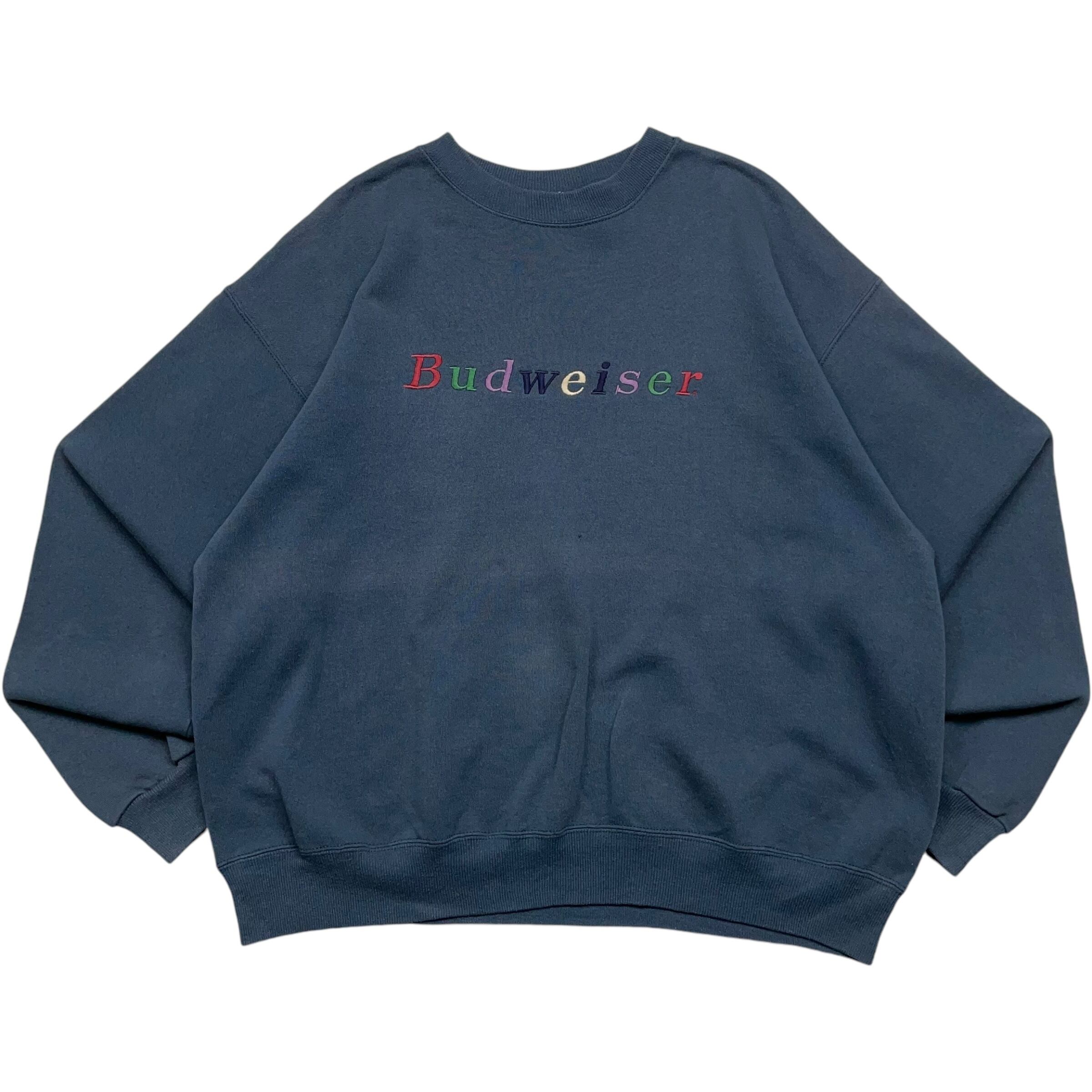 《XL》 Hanes ヘインズ スウェット Budweiser バドワイザー ネイビー USA製 90年代 vintage no.4554
