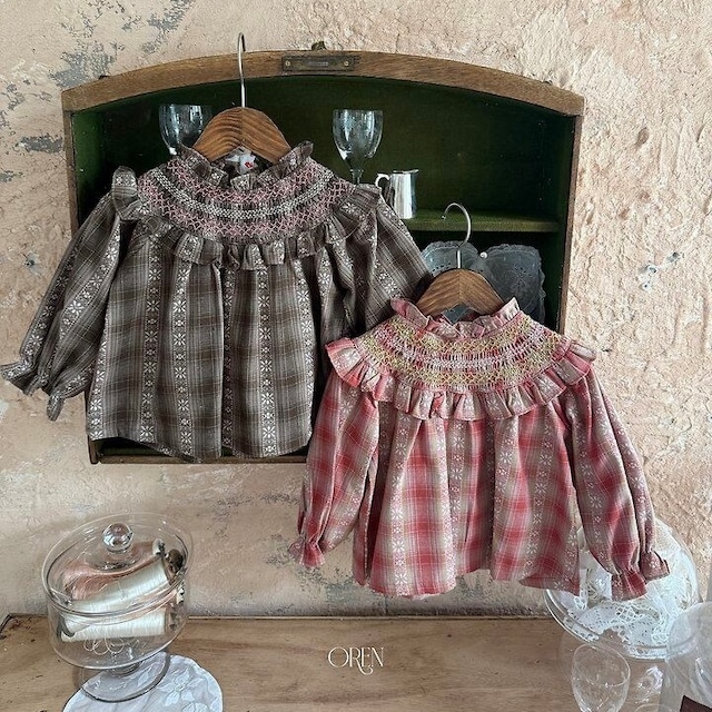 【取寄】oren|mathilde smocked blouse|マチルドスモッキングブラウス|S-XL|baby&kids|26 autumn
