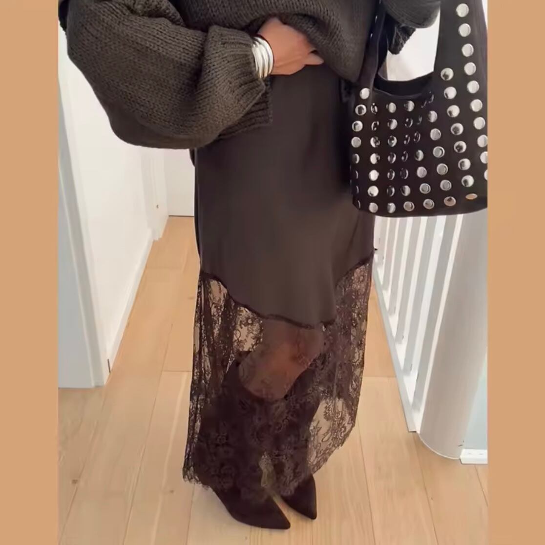 satin lace skirt