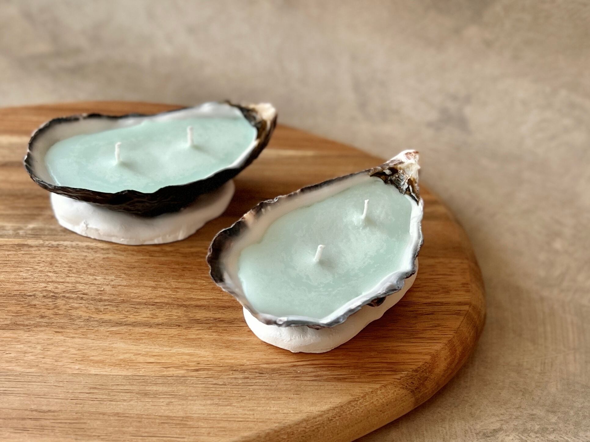 Oyster Candle】-クレール- 2本芯×2個/100%国産ソイ・アロマストーンの