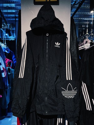 【D4C】90's vintage "adidas" trefoil logo embroidery design three stripe foodie jacket