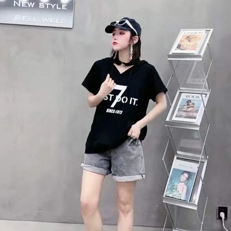 フードシャツ ルーズTシャツ スプリングサマーセーター 大きめサイズ 春物 夏物 ミックスインファッション73003855378