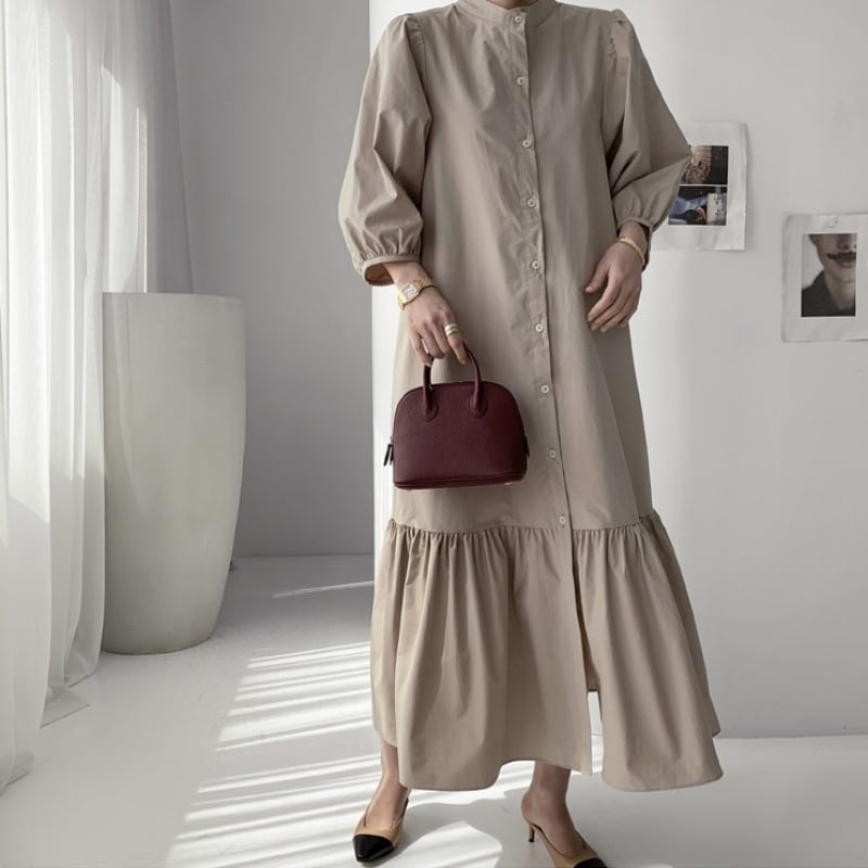 7分袖ティアードフリルワンピース SU1180