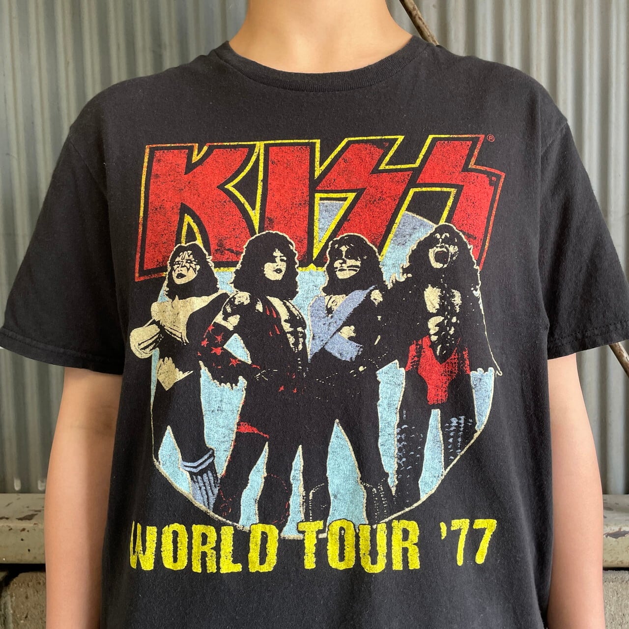 KISS 音楽プリント スウェット KISS キス バンド ラグラン タイダイ ブラック (メンズ L相当)   O2522