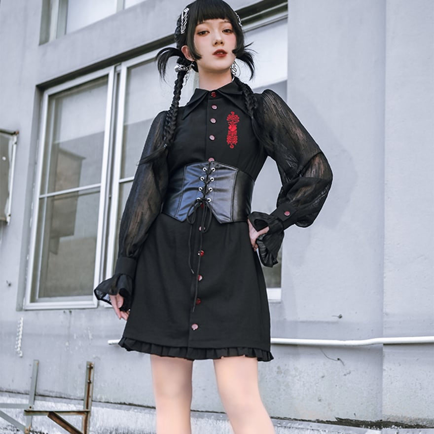 中華ゴシック ワンピース 大人ゴシック 別デザイン3｜WithU | ゴスロリ
