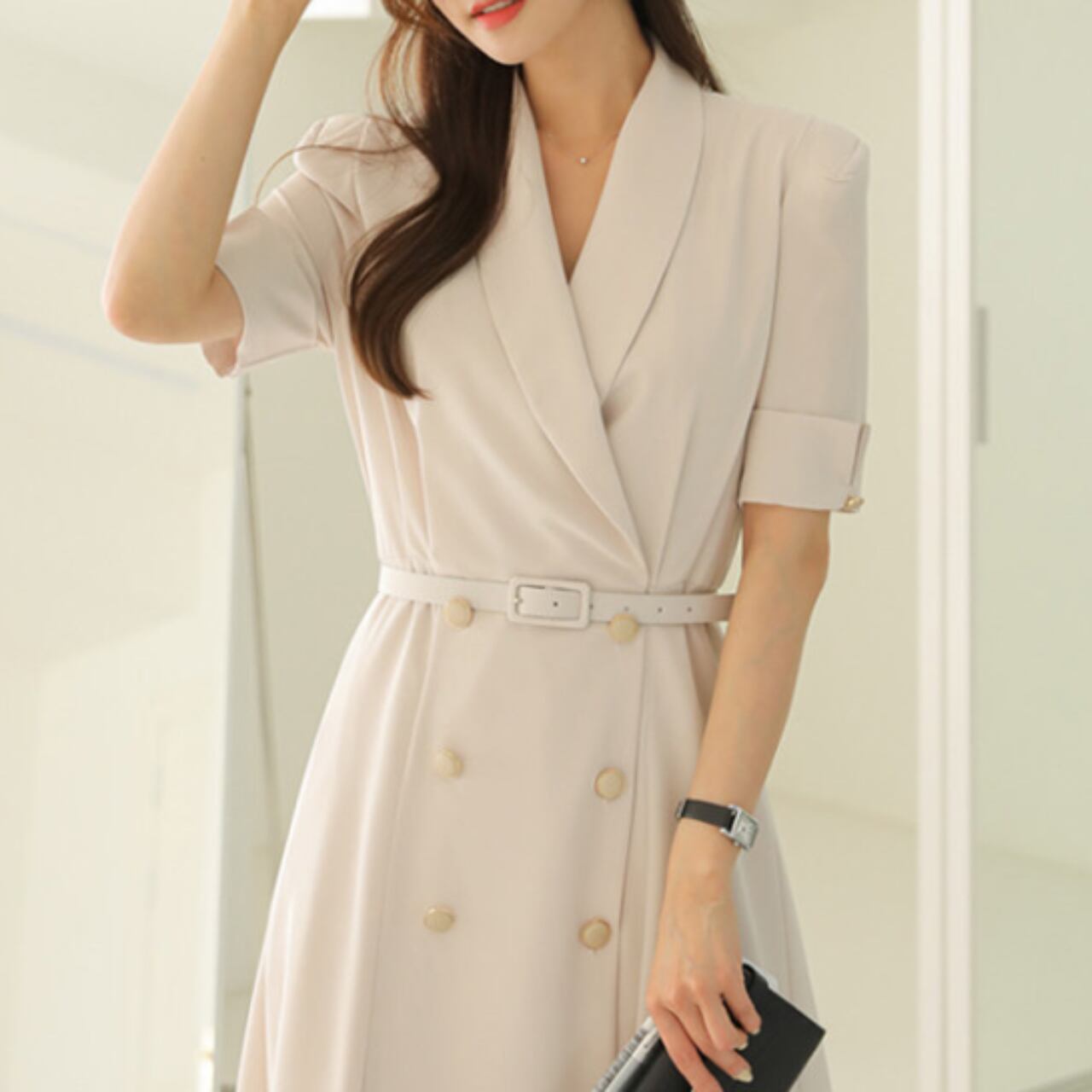 ダブルボタンワンピース 00089