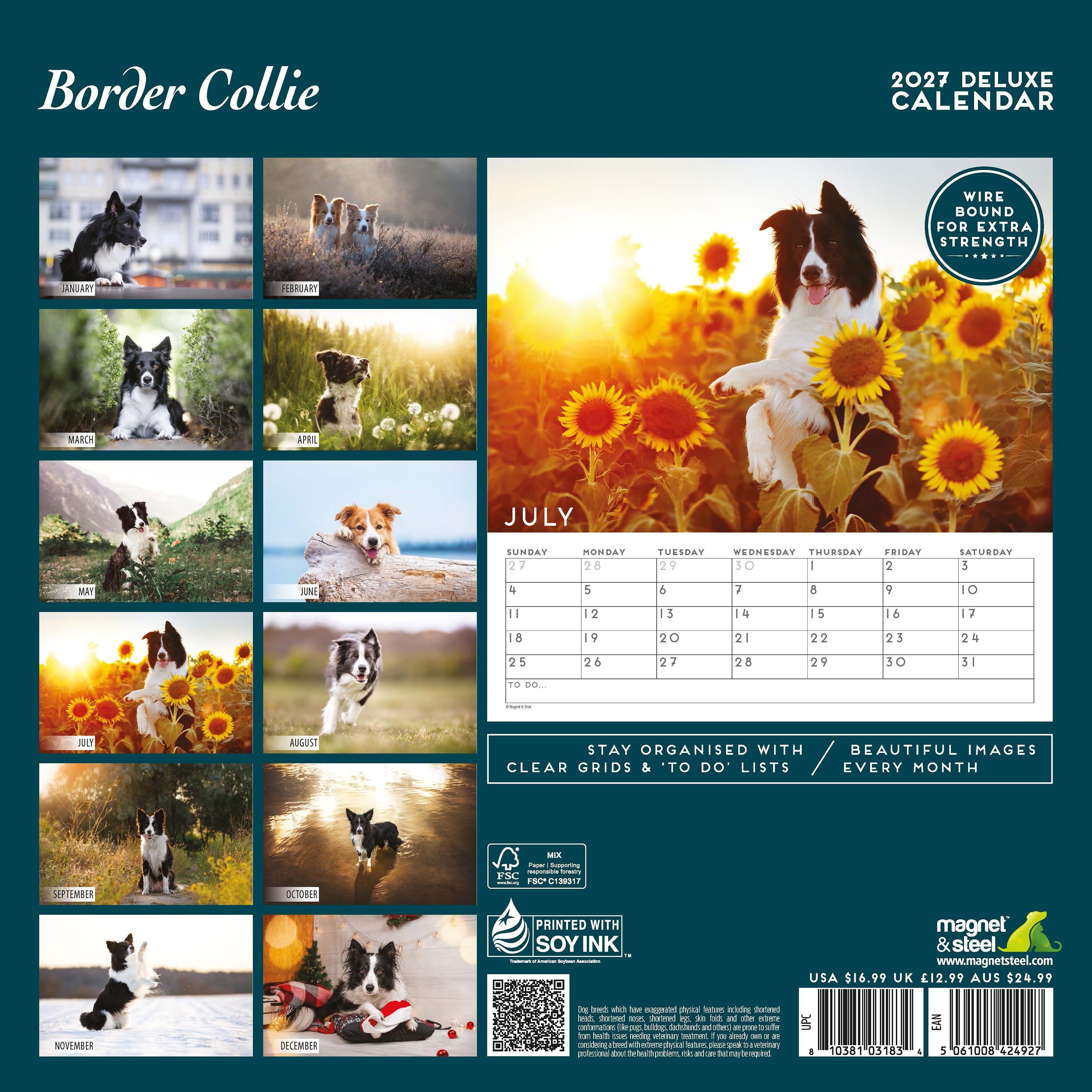 【2027年版】英国製犬種カレンダー【ボーダー・コリー】 DELUXE 2027年版