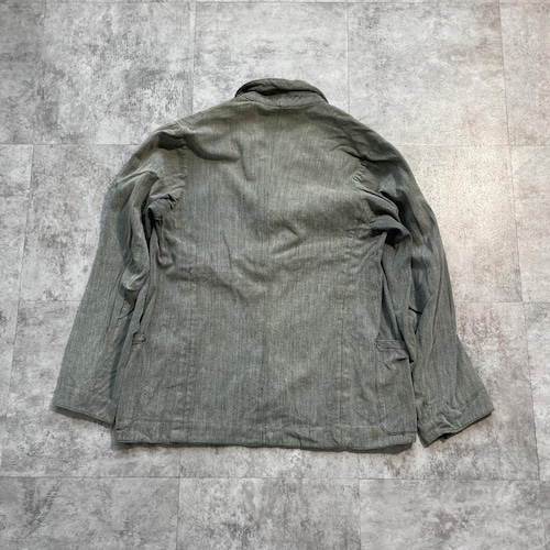 30-40s ごま塩 HBT ブラックシャンブレー フレンチワークジャケット 詳細写真2