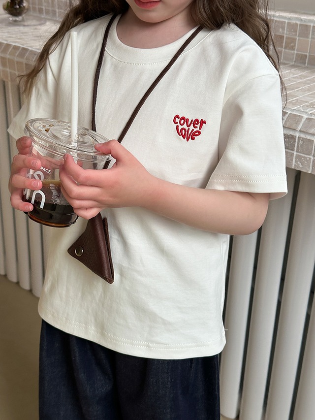 【KID】英字刺繍カジュアルクルーネック半袖Tシャツ - 17
