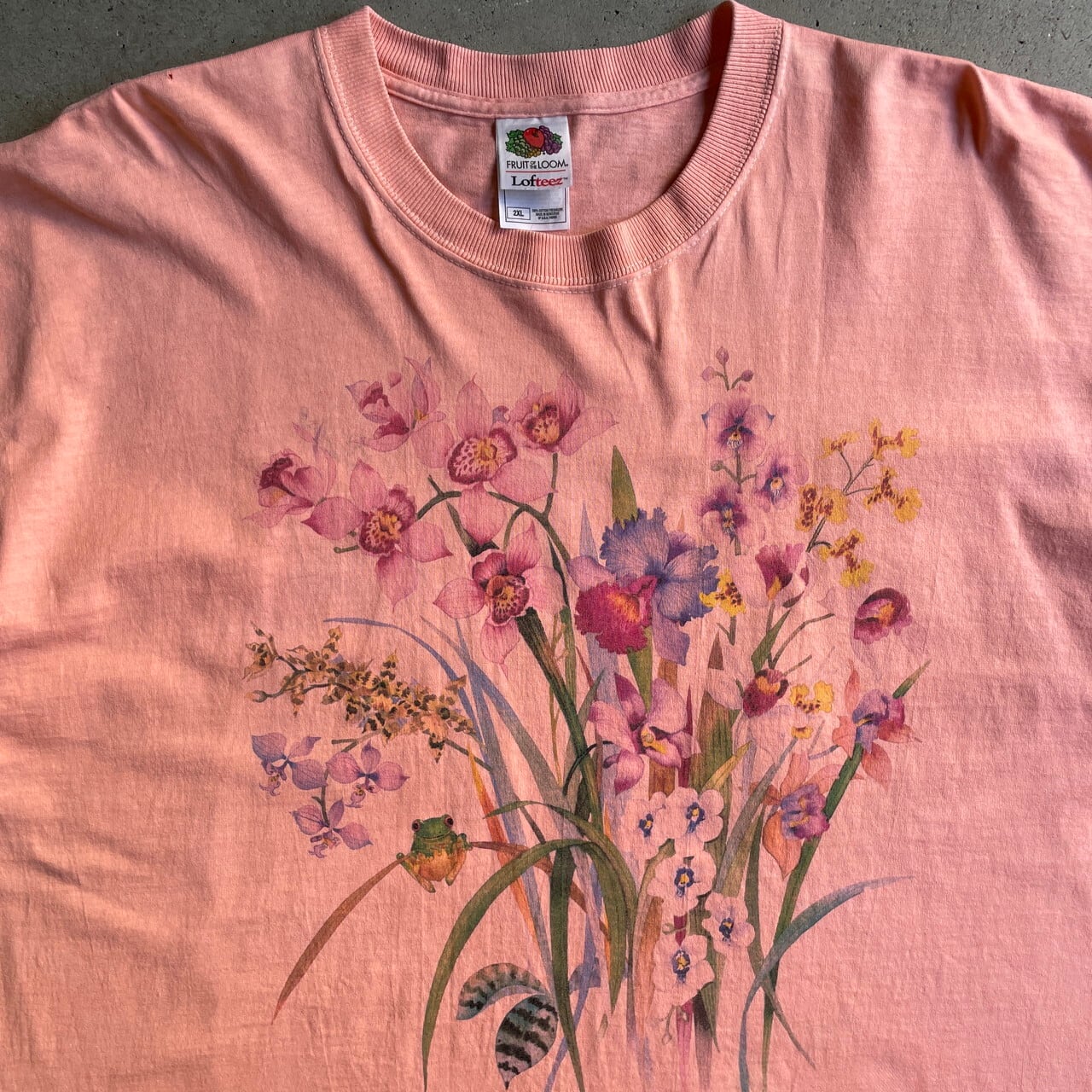 ビッグサイズ 00年代 フラワー アートプリントTシャツ メンズ2XL 