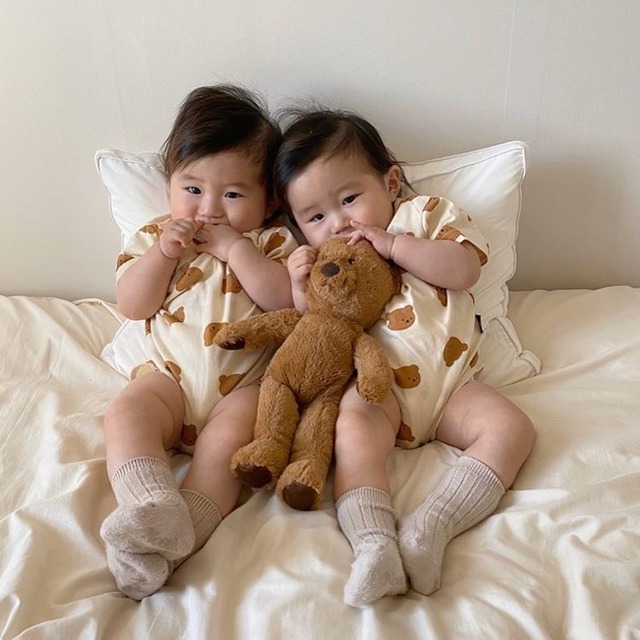 即納】くまちゃんロンパース ボンネット付き❤︎ | karenbaby shop 
