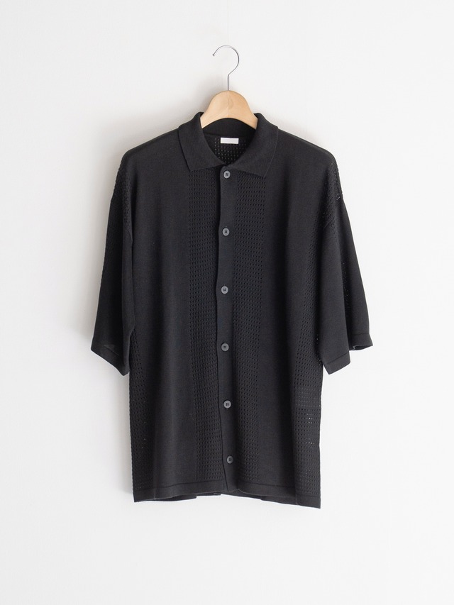 SEEALL　MESH KNIT SS SHIRT　BLACK　SAU63 KJ684