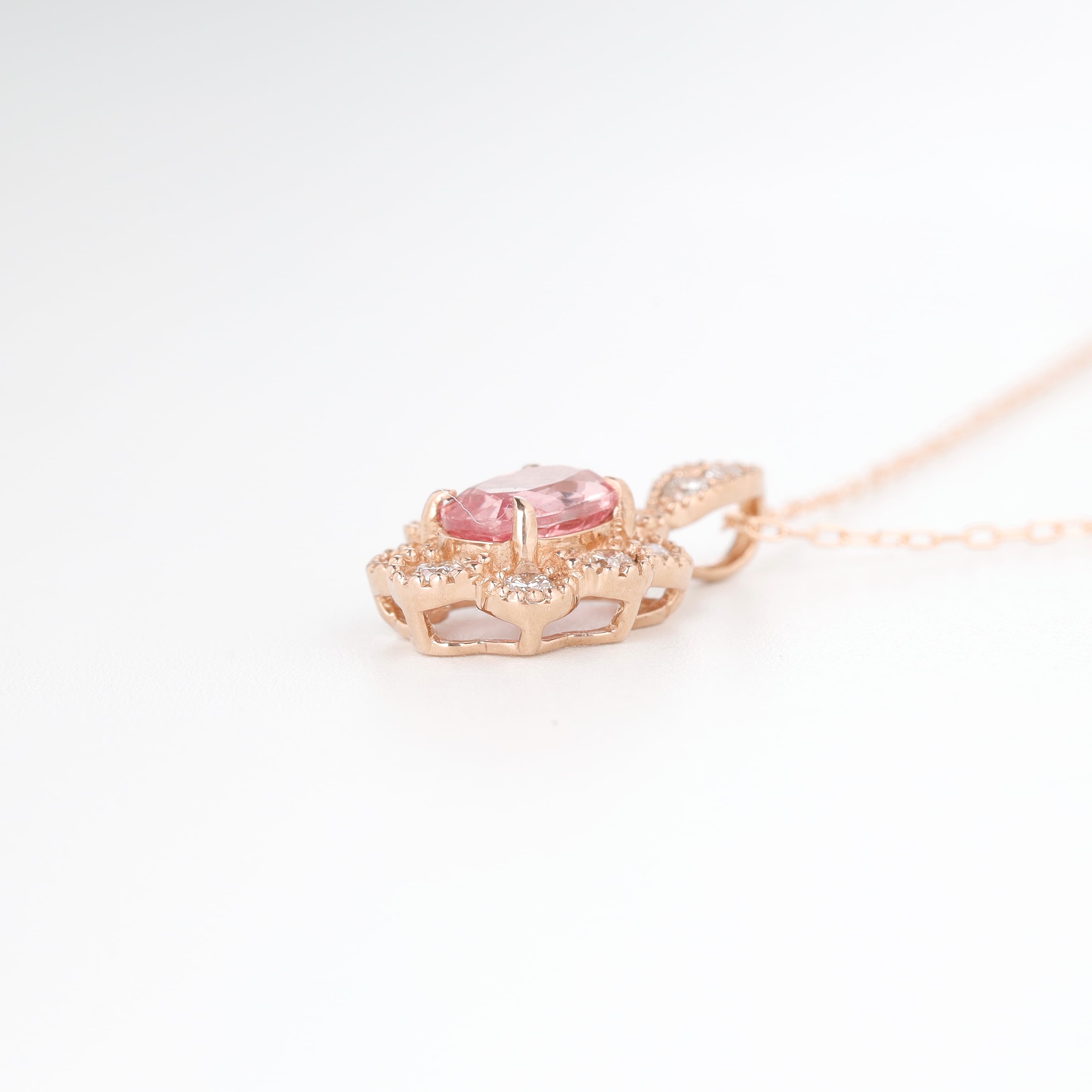 パパラチアサファイア ネックレス K18(PG) / 0.627ct / DA 0.200