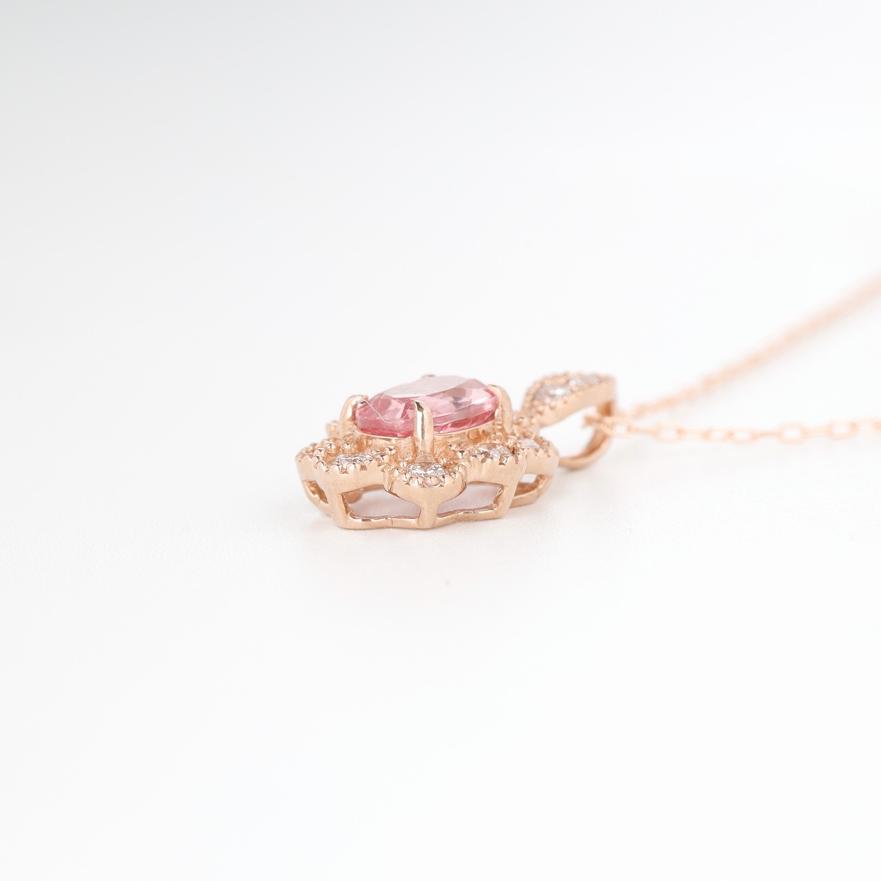 パパラチアサファイア ネックレス K18(PG) / 0.627ct / DA 0.200ct