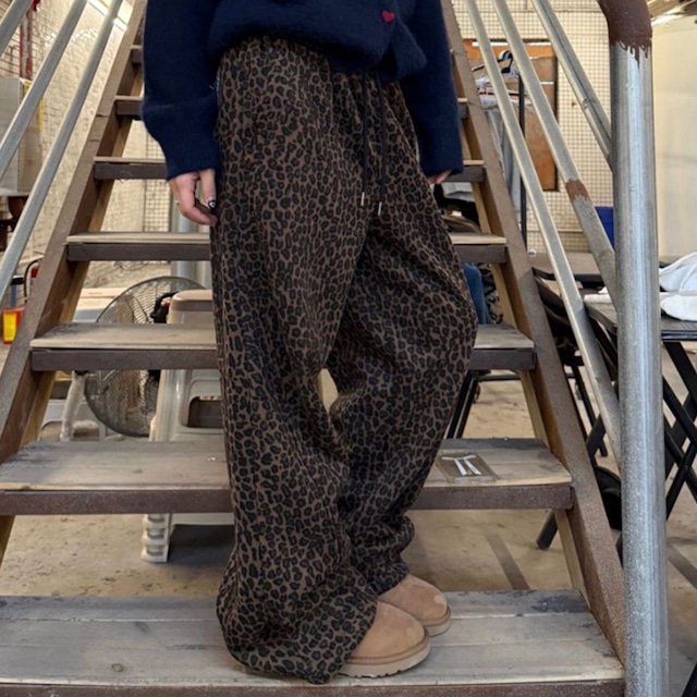 レオパードルーズワイドウォームパンツ R00725