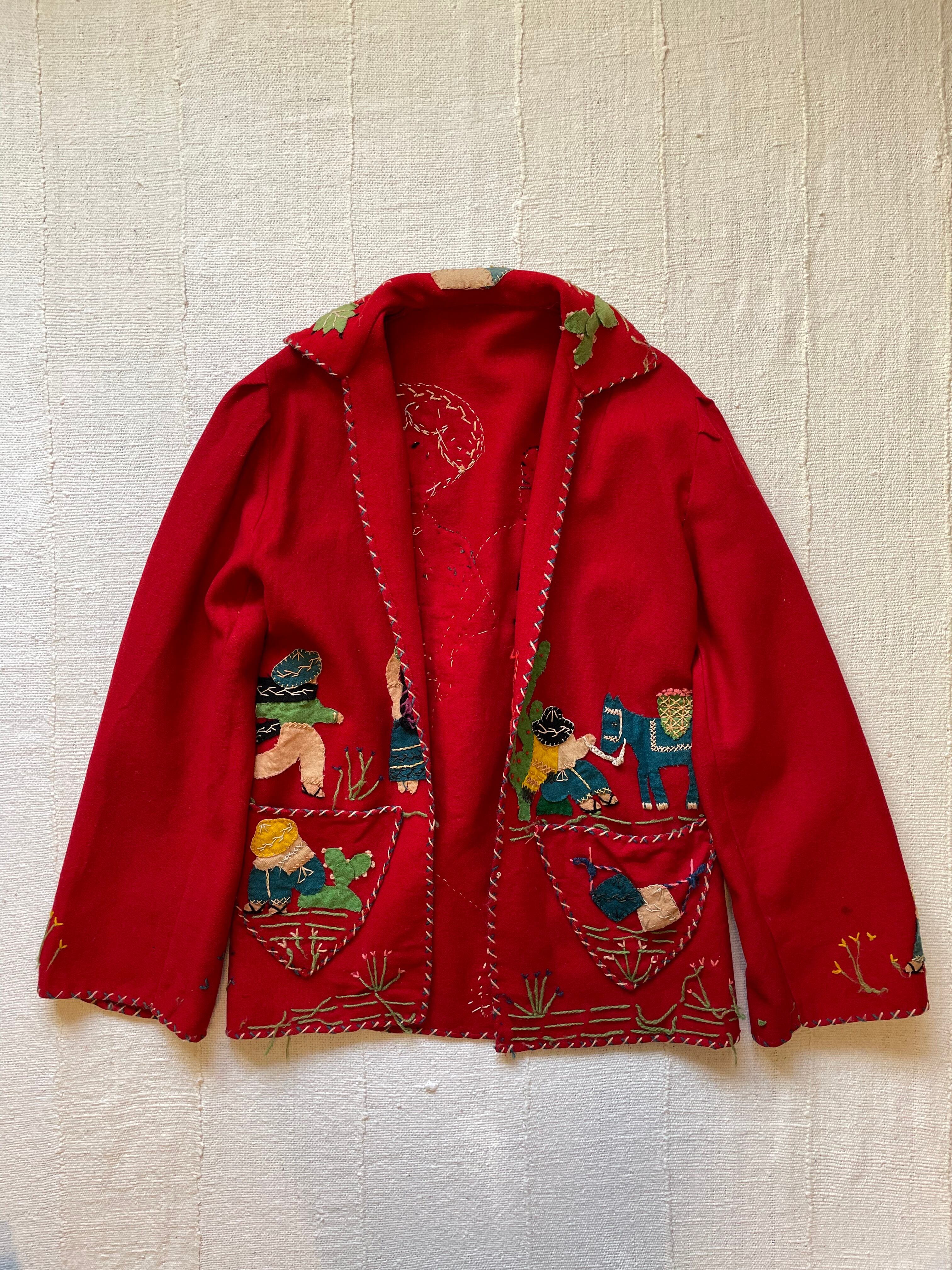 Vintage Mexican Red Jacket /ヴィンテージ メキシカン ウール ジャケット 刺繍