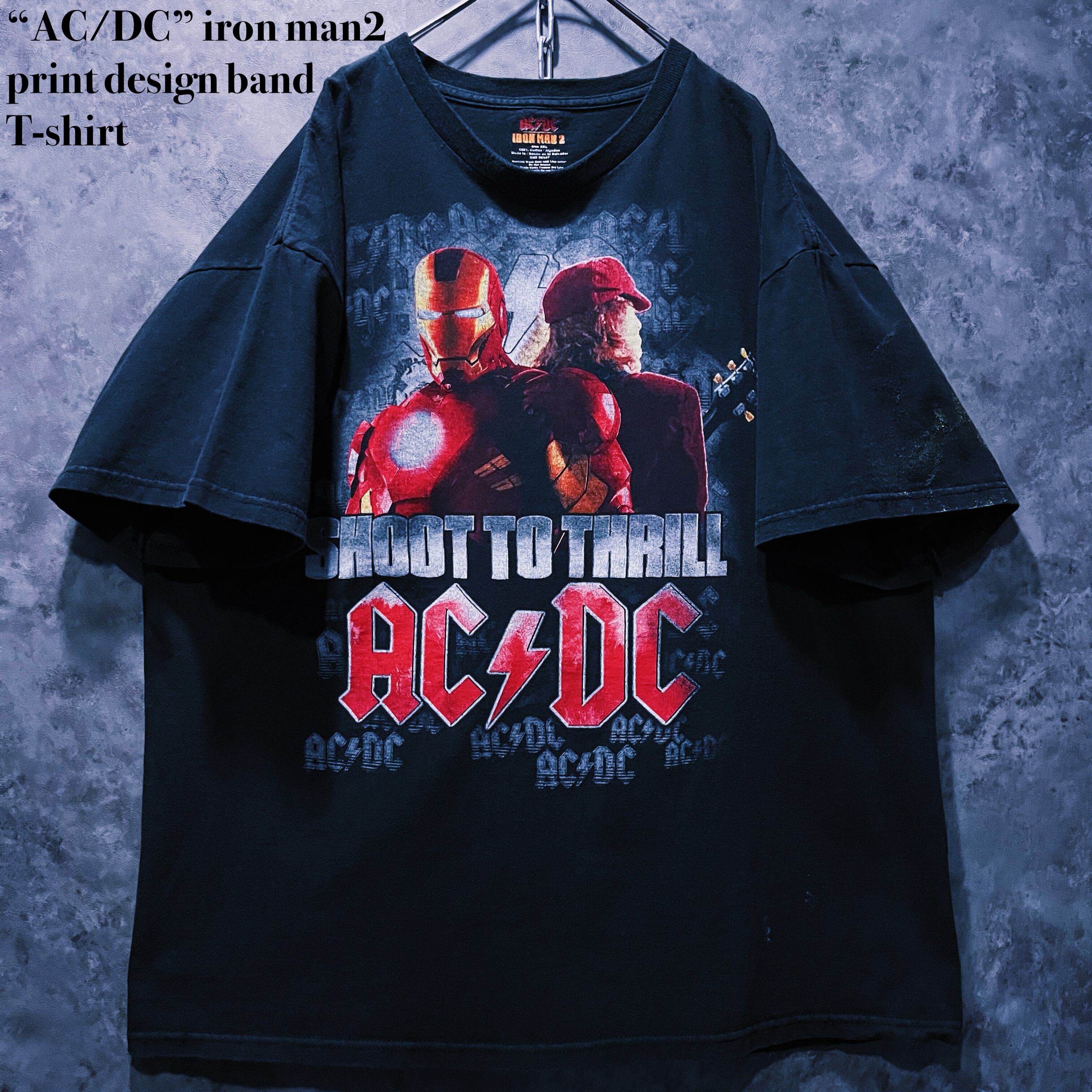 【doppio】“AC/DC” iron man2 print design band T-shirt
