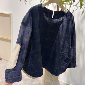 チェック柄ワイドシルエット ショート丈シャツ2col H 26452
