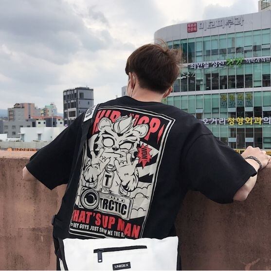 全2色 Tシャツ カットソー プリント カジュアル B系 半そで