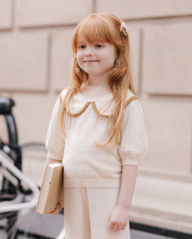 【Rylee+Cru】POINTELLT COLLARED TOP / NATURAL