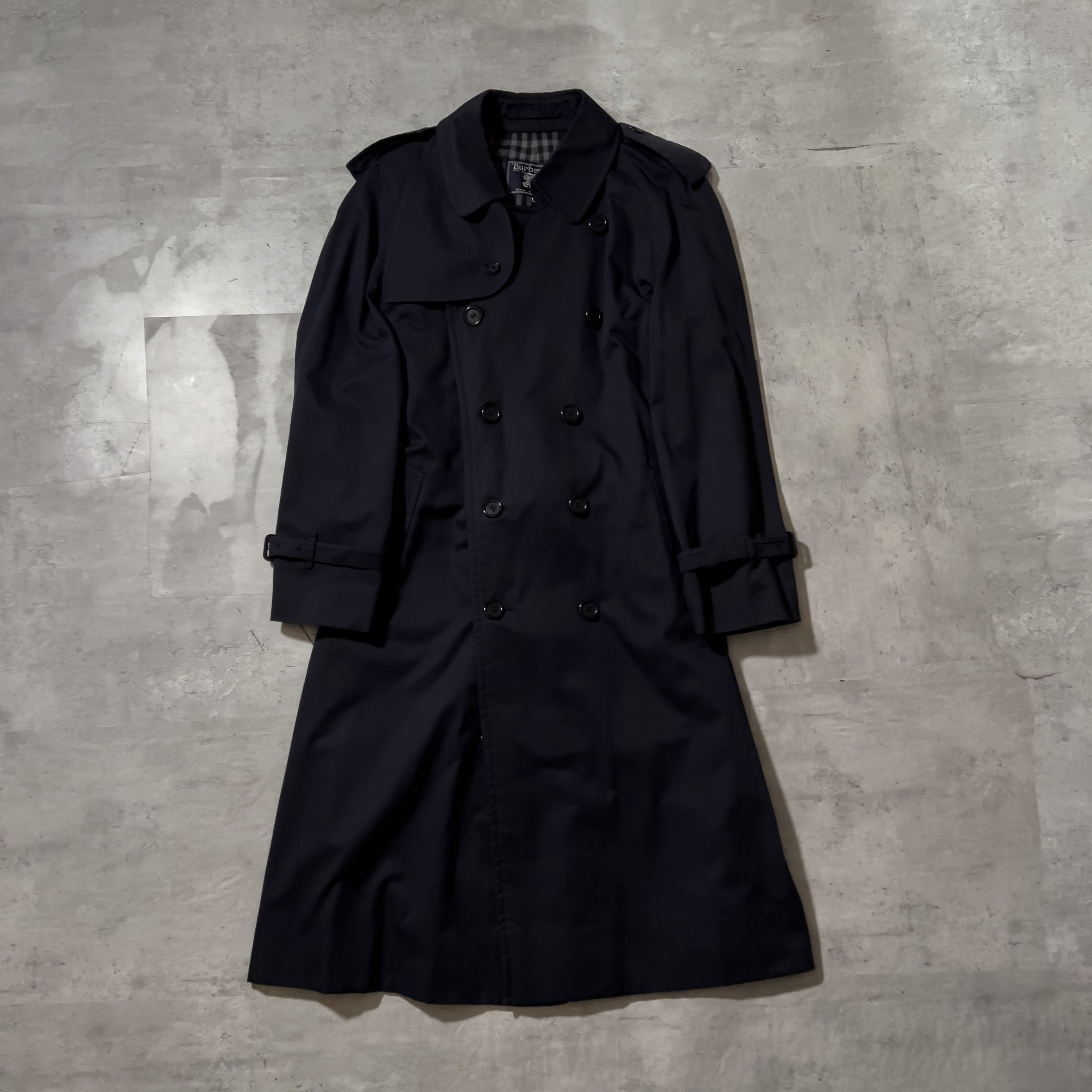 95年製 “Burberrys” dark navy trench Coat made in england 90s 90年代 バーバリー  バルマカーンコート 英国製 ノバチェック ヴィンテージ vintage ステンカラーコート ダークネイビー