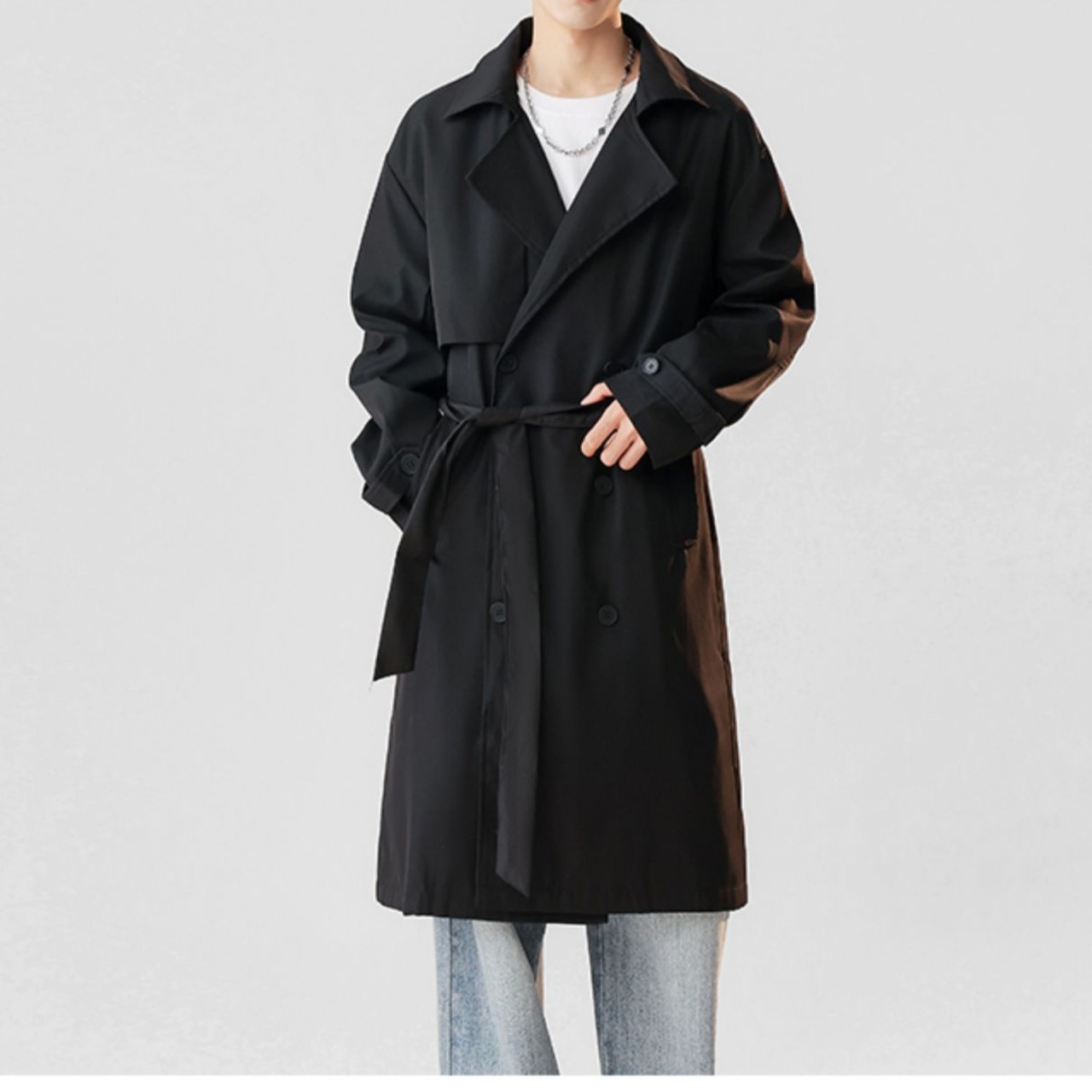 ロング丈 ダブルブレスト トレンチコート af0132