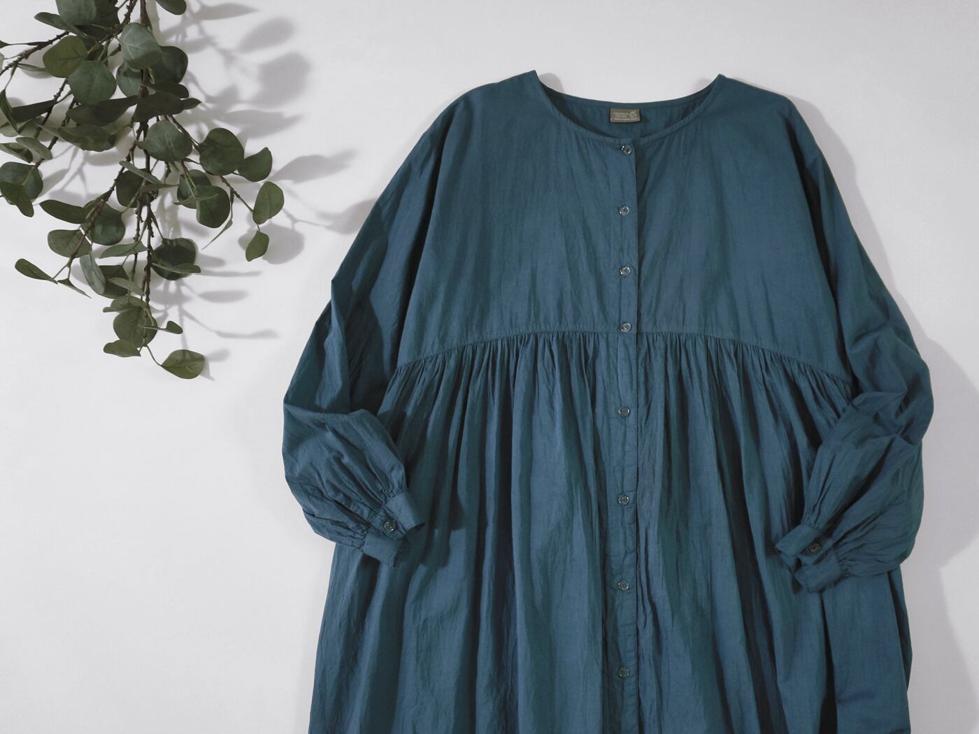 Cotton voile gathered dress